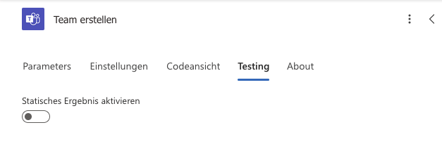 Deaktivieren von Aktionen in Power Automate durch die Option "Statisches Ergebnis deaktivieren"